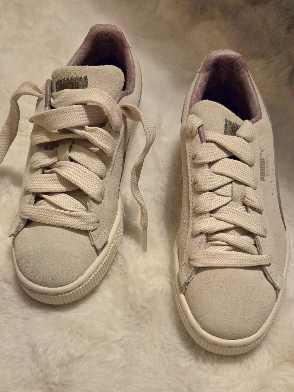 PUMA Women’s Suede Lace-Up Sneakers in Beige